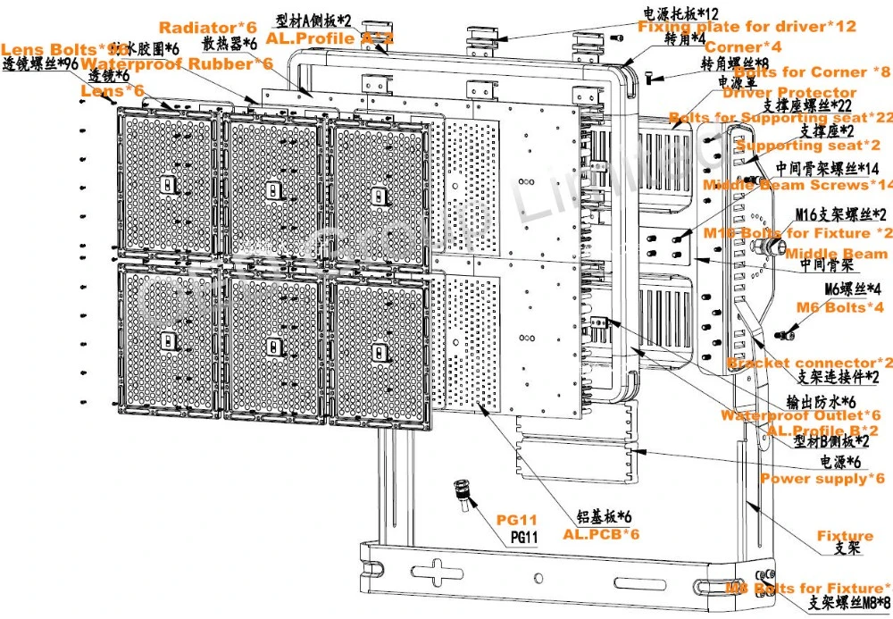 Shenzhen Factory Direct IP66 Weather Proof High Mast Light 1000W 1080W 1200W LED Stadium Flood Lighting