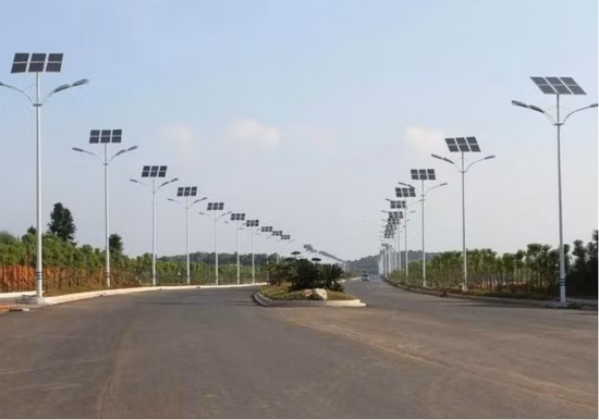 Luz de rua solar inteligente do diodo emissor de luz da fotocélula do PLC Lorawan para a iluminação exterior da estrada principal do jardim 50W
